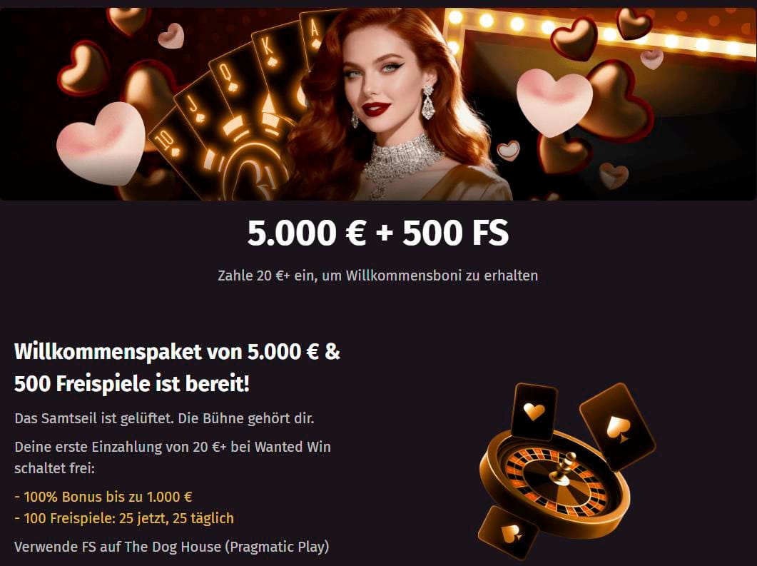 Willkommensbonus wanted win casino